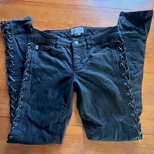 *SOLD* Royal Bones Black Lace-Up Sides Jean Pant Size 7 Goth Punk Emo Rocker